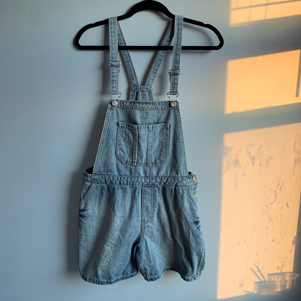 Topshop Light Denim Short Overalls
